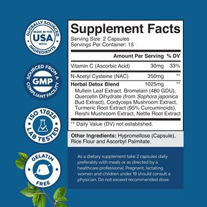 Paquet OEM Extrait de feuille de molène pour le nettoyage des poumons et capsules de <span class=keywords><strong>d</strong></span>ésintoxication Supplément de santé respiratoire Vegan avec racine <span class=keywords><strong>d</strong></span>'<span class=keywords><strong>ortie</strong></span> - Product Image 2