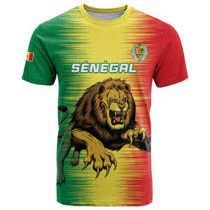 Camiseta Ligera con Cuello Redondo para Hombre y Niños, Diseño de León de Senegal de la Copa de África de Naciones 2026, Estampado por Sublimación - Product Image 1