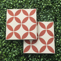 Carrelage en céramique à motif géométrique rouge mat, design moderne, pour murs et sols, en provenance du Vietnam, prix avantageux