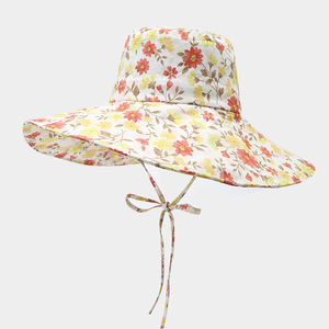 WD-A1012 moda bucolica motivo floreale grande tesa con cappello da pescatore primavera/estate Outdoor vacanza cappello da sole tendenza - Product Image 3