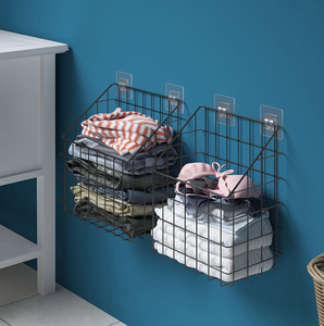 PVC Coated Welded Wire Wall Hanging <b>Storage</b> <b>Basket</b> Rustproof Metal Rack <b>For</b> Household Bathroom Kitchen Wall <b>Storage</b> - Product Image 3