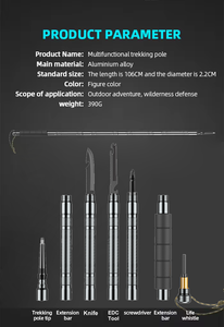 Bastón de Senderismo Táctico Multifuncional de Aleación de Aluminio de Alta Calidad, Tipo Bastón con Altura Ajustable y Brújula - Product Image 3