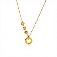 Collier Pendentif Cercle Géométrique en Zircon Plaqué Or 18K en Acier Inoxydable avec Chaîne à Maillons de 16 Pouces, Cadeau Tendance pour Femme