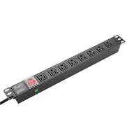 PDU de type USA 19 pouces pour montage en rack de serveur, protection contre les surtensions avec 10 prises 15A 110-120V, en alliage d'aluminium durable