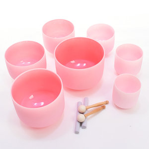 Ensemble de bols chantants Cristal 6-12 pouces Bols en cristal à son de guérison rose Thérapie par le son Yoga Meditacion Autres produits en quartz - Product Image 2