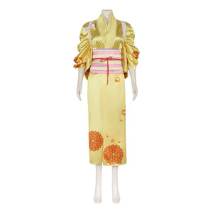 Costume de Cosplay Kikunojo One Piece, Kimono jaune, tenue de personnage d'anime, robe de fête d'halloween - Product Image 1