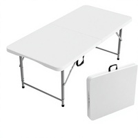 Table pliante rectangulaire antidérapante en plastique HDPE avec cadre en acier renforcé pour extérieur, jardin, patio, pique-nique, camping, restaurant, événement