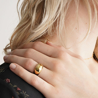 Bague géométrique unisexe EMANCO en acier inoxydable plaqué or PVD 18 carats, style chunky, pour les fêtes et le quotidien