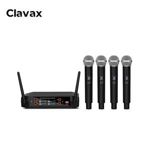 Clavax CLPM-X4 professionelles UHF kabelloses Mikrofonsystem 4 Kanäle dynamisches Handmikrofon für Karaoke-Bühnenauftritt