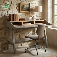 Bureau d'écriture écologique et chaleureux pour bureau à domicile ou dortoir, avec étagère de rangement surélevée, trou pour câbles, bureau d'ordinateur avec pieds en cadre, OEM