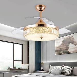 Ventilateur de plafond en cristal, silencieux à fréquence variable, simple pour salon, chambre à coucher, salle à manger - Corps - Product Image 6