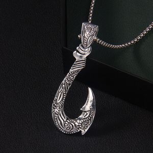 Stainless Steel Fishhook <b>Charm</b> Vintage Viking Men's Titanium Steel Pendant No Fade Necklace Vintage Stainless Necklace - Product Image 5