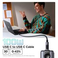 Kabel Pengisian Cepat UGREEN Uno 100W PD USB C ke USB C 5A 100cm dengan Layar LED Tipe C untuk iPhone 16