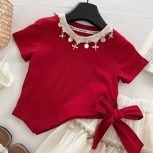 Conjunto de Dos Piezas para Niñas, Camiseta de Manga Corta Irregular y Falda, Estilo Princesa, para Verano - Product Image 2