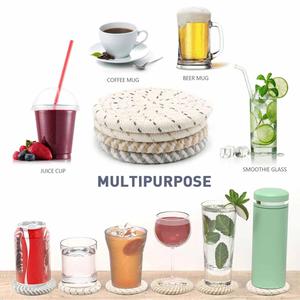 8PCS Cup <b>Coasters</b> for Drinks Absorbent Woven <b>Coaster</b> <b>Set</b> With Holder Farmhouse Cloth Fabric Cup <b>Coasters</b> for Coffee Tea - Product Image 5