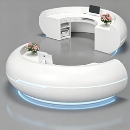 Fiberglass Commercial Reception Desk Luxury Front Desk Custom Size for Hotel Mall Lobby - Product Image 5