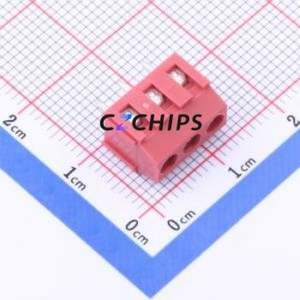 DB125-3.81-3P-RD-S Screw Terminal Block Through hole Component (THT),P=3.81mm Connector 1x3P 3.81mm Red Through Hole - Product Image 2