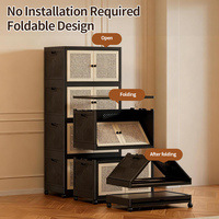 Boîte de rangement pliable multifonctionnelle, conteneur de rangement empilable en plastique avec roulettes et portes magnétiques, utilisation à domicile et au bureau