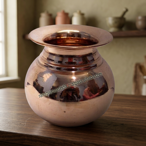 Handmade Modern <b>Copper</b> Pooja Lota/Kalash Vessel for Home Office and Temple Use Karwa Chauth Pooja Accessories - Product Image 3