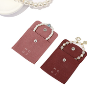 Pochette à bijoux carrée portable en microfibre avec logo personnalisé imprimé, 8x8cm, à rabat semi-couvrant avec bouton, vente en gros, Zhejiang