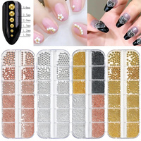 Breloques 3D en alliage de style japonais pour nail art, assortiment or, argent, or rose, boîte de 12 compartiments, vente en gros