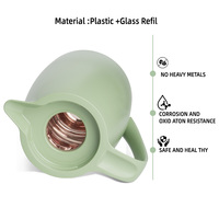 Termo para Té y Café de 1500 ml, Doble Pared, Revestimiento de Vidrio Rosa, Carcasa de PP, Ecológico, Reutilizable, Termo de Vacío