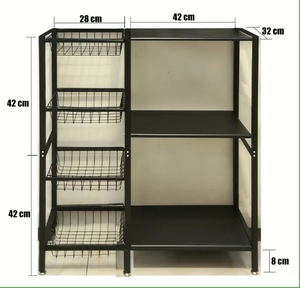 Étagère de cuisine métallique à 4 niveaux, économique, sur pied, avec paniers rotatifs à roulettes, pour rangement domestique de casseroles - Product Image 6
