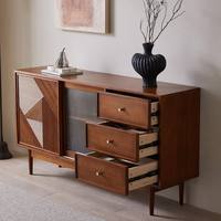 Buffet en bois sur mesure professionnel OEM ODM, meuble de rangement vintage, console multimédia en verre cannelé, pour cuisine, salle à manger, entrée