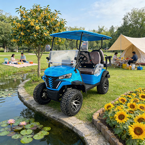 Vente directe usine – Voiturette de golf électrique 4 places 48V 5KW avec moteur AC, panneau solaire, longue autonomie, pneus tout-terrain de luxe, certifiée CE - Product Image 1