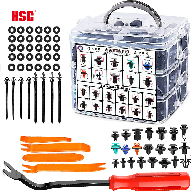 HSG Automotive Trim Clips Kit 635Pcs Car Door Panel Fender Bumper Push ...