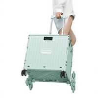 Chariot de courses pliable, chariot d'épicerie portable avec roues pour monter les escaliers, poignée en plastique pour supermarché, camping