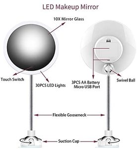 360 độ tự do xoay phòng tắm 10x Magnifying BRIGHT <span class=keywords><strong>Led</strong></span> Lights gương trang điểm với cốc hút - Product Image 6