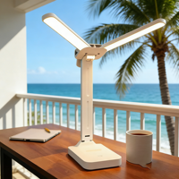 Lampe tactile LED pliable à double tête, lampe de bureau rechargeable, 2 modes : lampe de lecture et veilleuse pour étudiants en dortoir