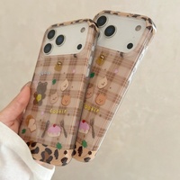 Coque de téléphone INS mignonne à motif écossais et ours dessert pour iPhone 18 Pro Max 17 16 15 14 13, fine et antichoc