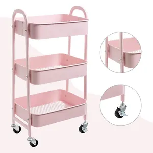 3 Layer Racks Metal Kitchen Cart With Wheels Service Trolley For Corner Use Bathroom Rack And Kitchen Trolley