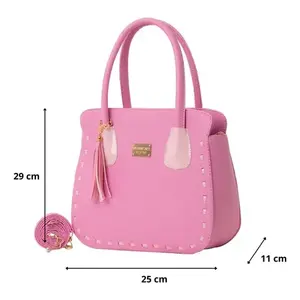 Sac à main en cuir rose à pétales pour femme Fana Alessia M3790, sac fourre-tout décontracté avec pompon, sac de plage - Product Image 1