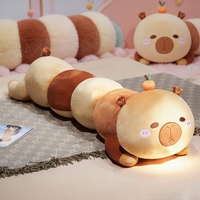 Coussin long en peluche Capybara pour canapé-lit, coussin de couchage, adorable peluche Capybara au visage rose, poupée en peluche pour la décoration intérieure