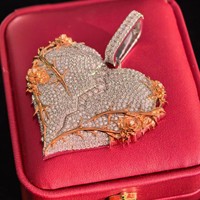 Collar con Colgante de Moissanita en Forma de Corazón, con Engaste Lujoso, Unisex, Plata S925, Pieza Llamativa, Regalo Exquisito