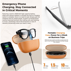 New 8MP Camera Smart AI <b>Glasses</b> 3600mAh Charging <b>Case</b> Power Bank 1080P HD Camera ChatGPT 32GB Translation Video Sunglasses - Product Image 2