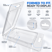 Boîte d'emballage en blister transparente en PET jetable personnalisée avec trou de suspension Euro pour l'affichage de produits artisanaux et de vente au détail