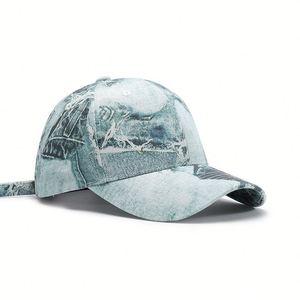 Casquette de baseball unisexe toutes saisons 100 % coton, 6 panneaux, motif camouflage satiné, style bec de canard, tendance et moderne - Product Image 1