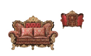 Juego de muebles para el hogar de gama alta de estilo francés de lujo, 2 asientos, 3 asientos, sofás de chapa de latón dorado tallado para sala de estar, Villa, Apartamentos - Product Image 3