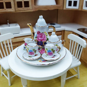 Juego de Té de Cerámica <span class=keywords><strong>en</strong></span> Miniatura Estilo Chino para Casa de Muñecas, Escala 1:12, Vajilla Pequeña para Juego de Imitación, Modelo de Escena <span class=keywords><strong>en</strong></span> Miniatura, Tazas - Product Image 4