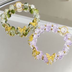 Pulsera de Cuentas de Cristal Roto INS Fantasy Popcorn con Dije de Mariposa, Color Degradado, para Niñas y Mujeres, Pulseras de la Amistad, Regalo de Joyería - Product Image 1
