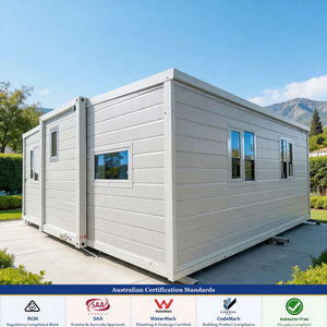 Maison conteneur préfabriquée extensible 20/30 pieds, normes australiennes, pour espaces de vie réduits, capacité de charge neigeuse 1,5 kN, 2, 3, 4 ou 5 chambres, type maisonnette ou chalet - Product Image 1