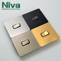 Interrupteurs muraux Niva 2 gangs 2 voies, panneau en acier inoxydable, norme britannique, interrupteur à bouton-poussoir simple, matériel électrique