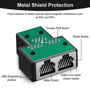 Распродажа от производителя: Черный сетевой адаптер-разветвитель Ethernet RJ45 (1 штекер на 2 гнезда), удлинитель для сетевого кабеля LAN - Product Image 4