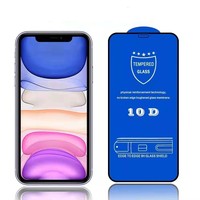 Protecteur d'écran en verre trempé pour téléphone portable, avec colle complète transparente 9H 10D pour iPhone 13 12 11 Pro Max X XR Xs 8 7 Plus