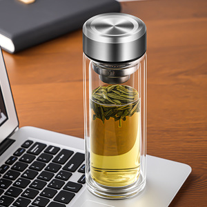 Tasse à thé en verre à double paroi avec filtre, en borosilicate de haute qualité, portable pour les voyages - Product Image 2