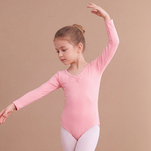 Justaucorps de ballet pour filles à manches longues, avec nœud au dos, en coton et élasthanne, pour l'entraînement des tout-petits - Product Image 2